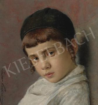  Kaufmann Izidor - Fiatal fiú pajesszal festménye
