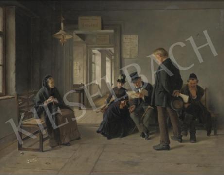  Kaufmann Izidor - Várakozás a bíróságon festménye