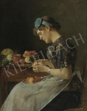  Kaufmann, Izidor - Young Girl Peeling Apple painting