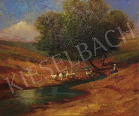  Csordák Lajos - Libák a patakparton, 1906 festménye