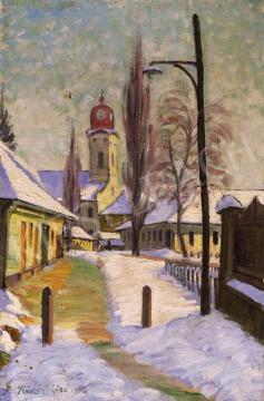 Kádár, Géza - Winter Street with a Church | 6th Auction auction / 37 Lot