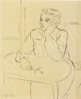  Szabó Ákos - Asztalon támaszkodó fiatal nő, 1955 