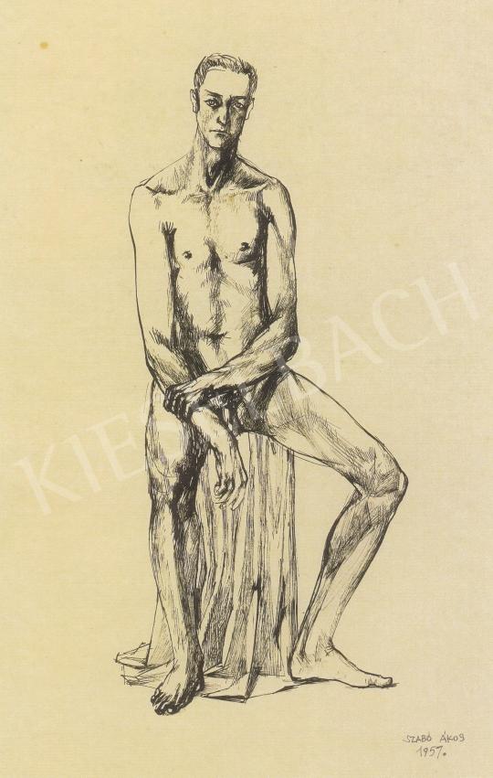  Szabó, Ákos - Sitting Man Nude, 1957 painting