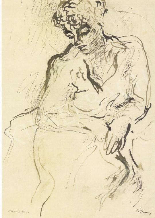  Szabó Ákos - Ülő nő, 1955 festménye