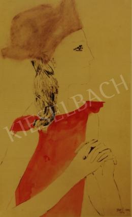  Szabó Ákos - Vörös ruhás kislány, 1958 