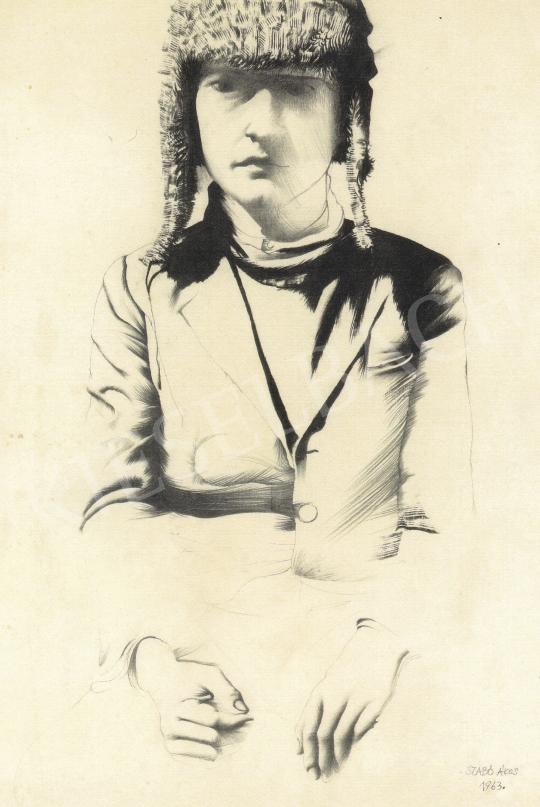  Szabó Ákos - Ülő fiú, 1963 festménye