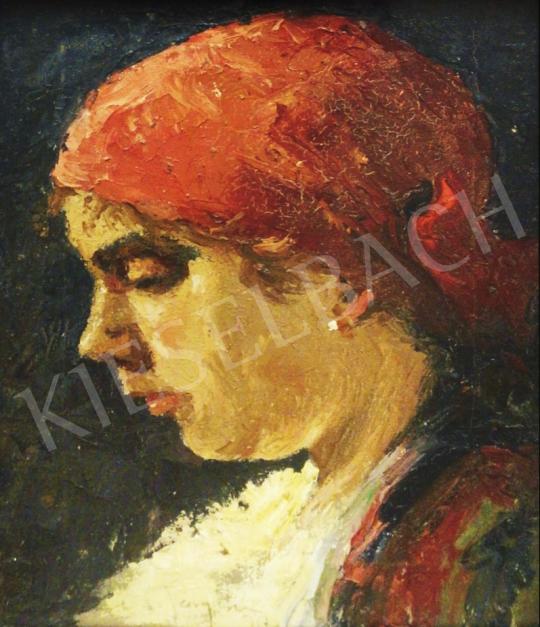Eladó Georgescu, Marin H. - Fejkendős női porté, 1917 festménye