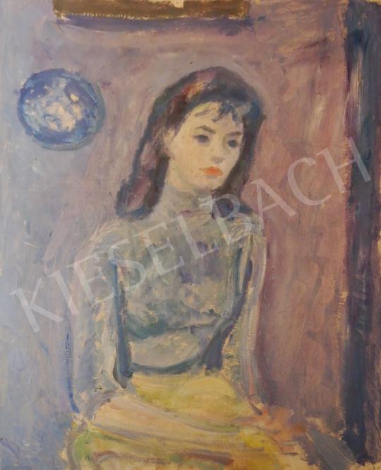 Eladó  Vén Emil - Kék garbós lány, 1958 festménye