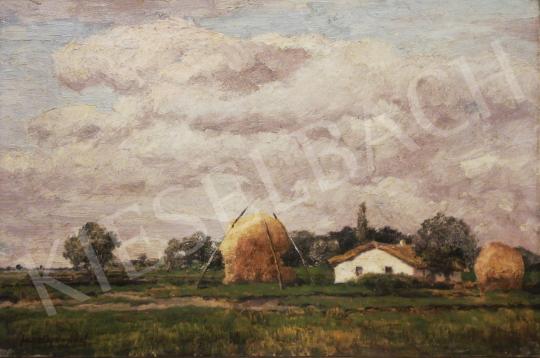Feszty, Árpád - Hungarian Landscape (Farmstead with Cloudy Sky) painting