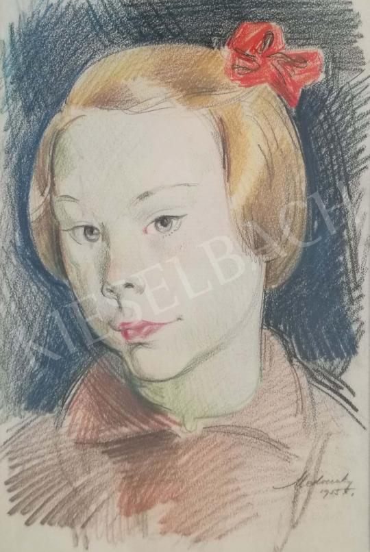 For sale Medveczky, Jenő - Girl with red ribbon 's painting