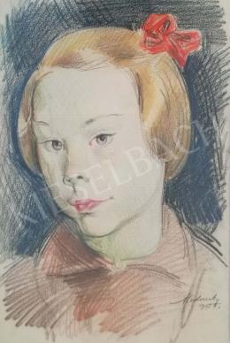 Medveczky, Jenő - Girl with red ribbon (1955)