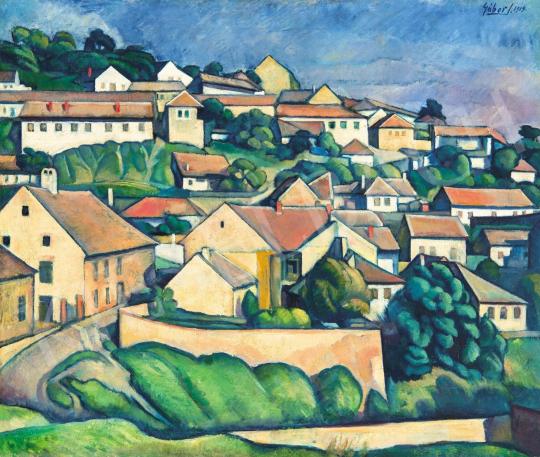  Gábor, Jenő - Sunny Hillside with Houses (Tettye), 1919 painting