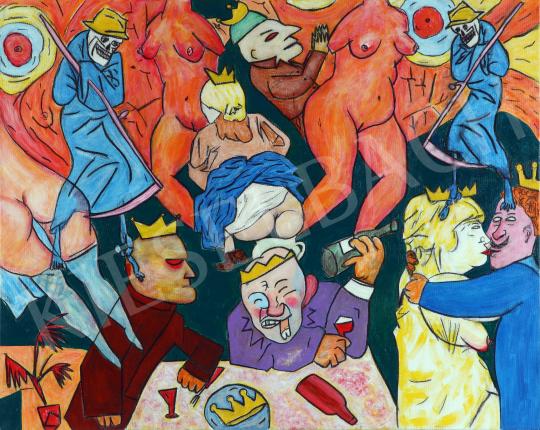  drMáriás - Karantén-buli koronajárvány idején George Grosz műtermében, 2020 festménye