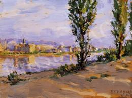  Ferenczy, Valér - Sunlit Riverside with Houses in the Background 