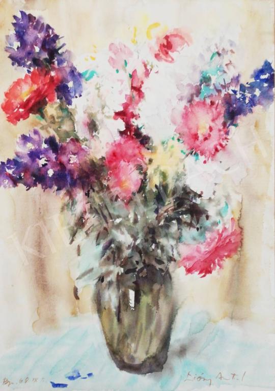 For sale Diósy, Antal (Dióssy Antal) - Colorful Flower Still Life with Spring Flowers, 1968 's painting