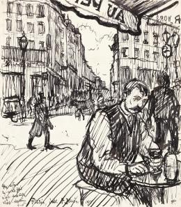 Huzella Pál - Kávéházban a Saint-Denis Boulevard-on, 1914 