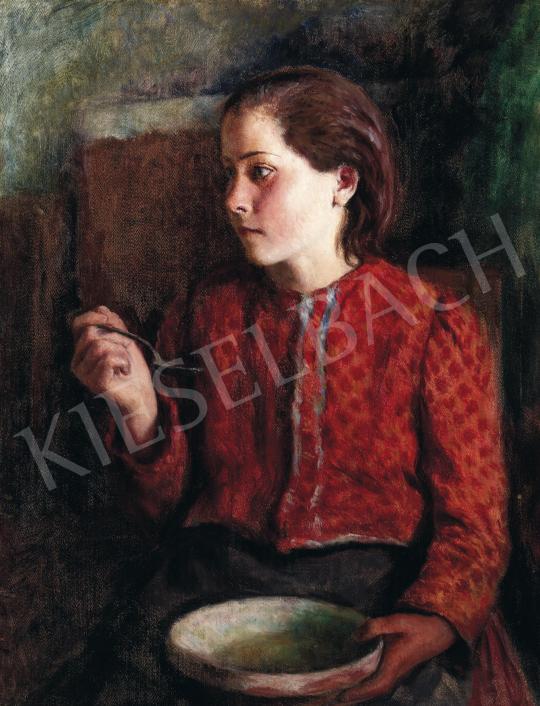  Glatz, Oszkár - Girl in a Red Dress, 1944 painting