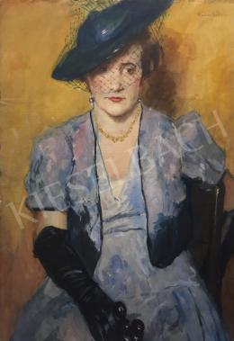  Kássa Gábor - Lila ruhás hölgy (Operában), 1937 