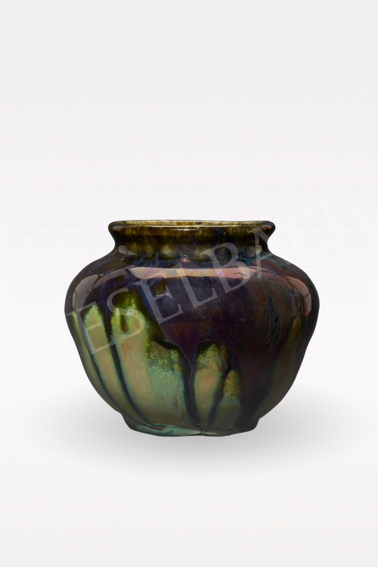  Gorka, Géza - Ceramic plant pot with in relief flower motifs (Keramos), 1925 painting