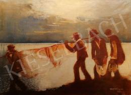 Halvax Gyula - Éjszakai halászat (Balaton reflexfényekkel), 1934 