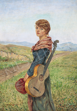 Rubovics, Márk - Girl with Guitarre (Girl with Blue Eyes) | 64st Autumn Auction auction / 8 Lot