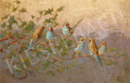  Madarász Gyula - Nyári reggel (Pirosfülű pillangópintyek a fán), 1915 