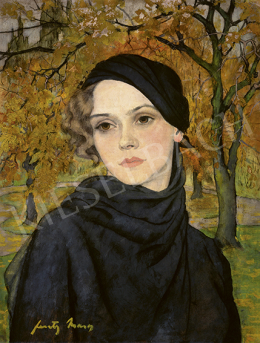 Feszty, Masa - Brown-eyed Girl in Autumn Landscape, 1920s 
