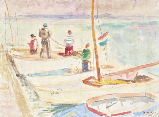 Bakky, Sándor - Sailboats (Dock at Balatonfüred), 1958 | 64st Autumn Auction auction / 41 Lot