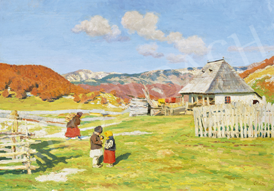  Glatz Oszkár - Hegyi tanya (Erdély határán, Tanya a Törcsvári szorosban), 1906 körül | 64. Őszi Aukció aukció / 79 tétel