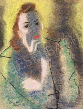 Lehel Mária - Vörös ajkú nő, 1947 | 64. Őszi Aukció aukció / 95 tétel