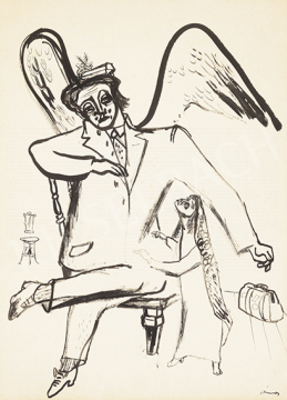  Ámos, Imre - Winged Self-Portrait with Suitcase | 64st Autumn Auction auction / 102 Lot