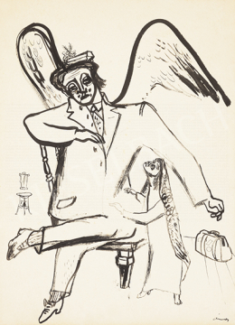  Ámos, Imre - Winged Self-Portrait with Suitcase 