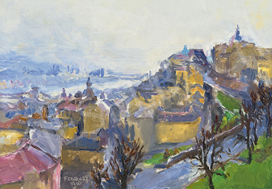  Ferenczy, Valér - View of Buda Castle with the Tower of the Late National Defense Headquarters, c.1930 | 64st Autumn Auction auction / 128 Lot