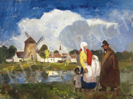  Iványi Grünwald, Béla - Hungarian Landscape with Wind-Mill, 1930's 