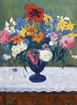  Vörös Géza - Liliomos virágcsendélet kék vázában 