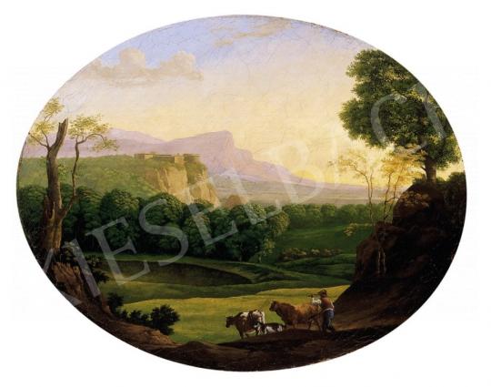 CR jelzéssel, 1800 körül - Romantikus táj pásztorfiúval | 6. Aukció aukció / 206 tétel