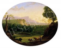 Signed CR, about 1800 - Romantic Landscape with Shepherd boy 