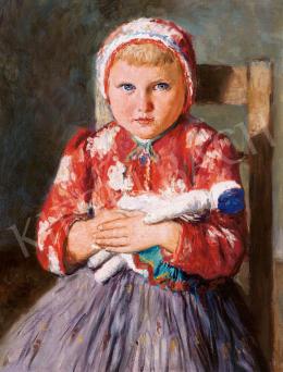  Glatz, Oszkár - Girl with Blue Eyes with a Doll 