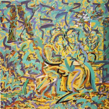 Kelemen, Károly - At the Fountain, 1983 painting