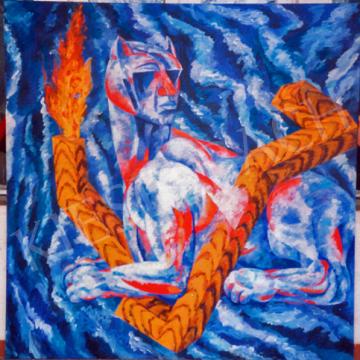  Kelemen Károly - Macskaember, 1986 festménye
