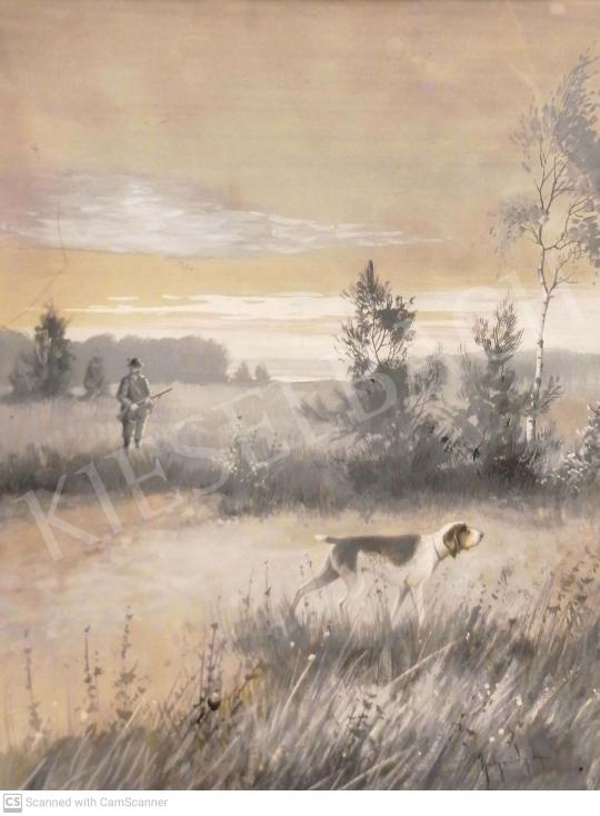 Neogrády, Antal - Hunting with German Pointer ( The Hunting Dog) painting