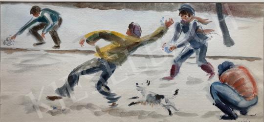  Lukács, Ágnes - Playing in the Snow, 1982 painting