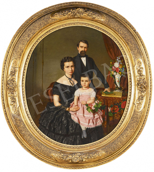  Canzi, Ágost - Hungarian Silk Merchant and his Family, 1857 painting