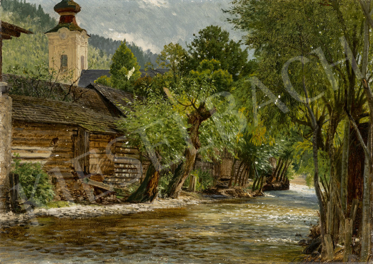 Gundelfinger, Gyula - Brookside with Trees in Korompa, 1873 painting