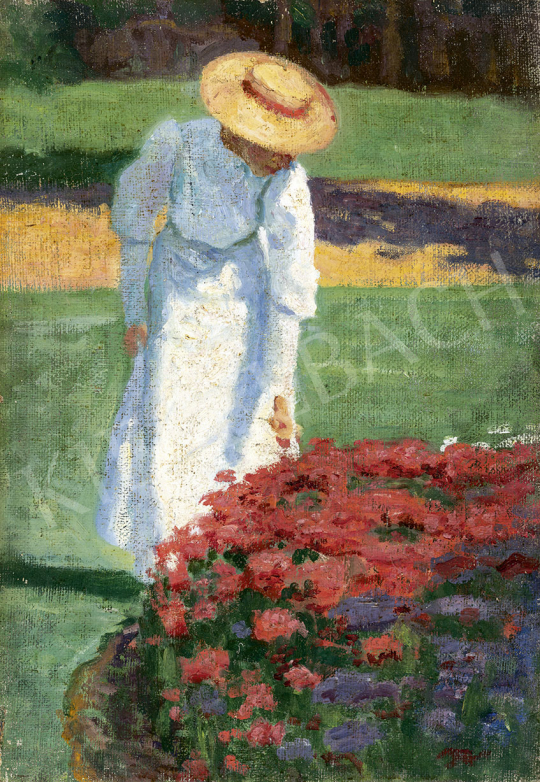  Rátz, Péter - Woman with Hat in the Park in Nagybanya, c. 1908 painting