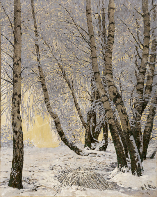  Olgyai Viktor - Téli erdő, 1910-es évek festménye