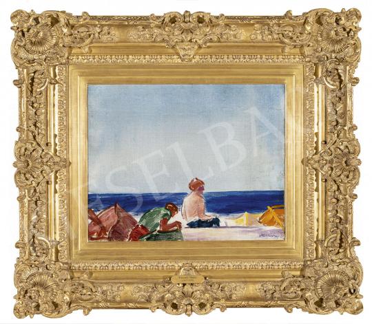  Vaszary, János - On the Italian Riviera (Bathers, Boats, Seaside) painting