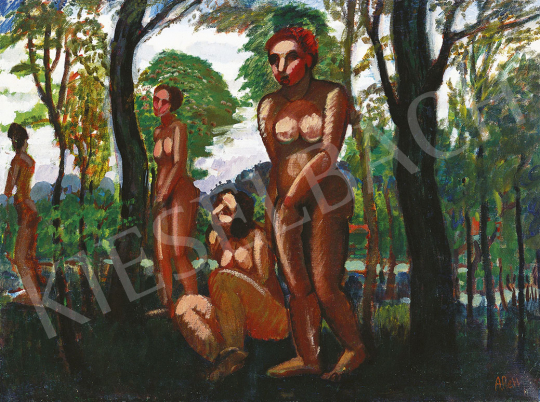  Réth, Alfréd - Nudes in the Forest, 1909 painting