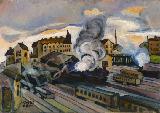  Kádár, Béla - Railway Station in Wien (Locomotive Smoke), 1920 painting