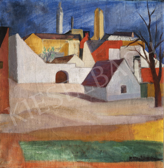  Modok, Mária (Czóbel Béláné) - Houses in Szentendre, c. 1930 painting